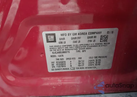 2018 Buick Encore Preferred из США, поврежденный, VIN KL4CJASB3JB683715